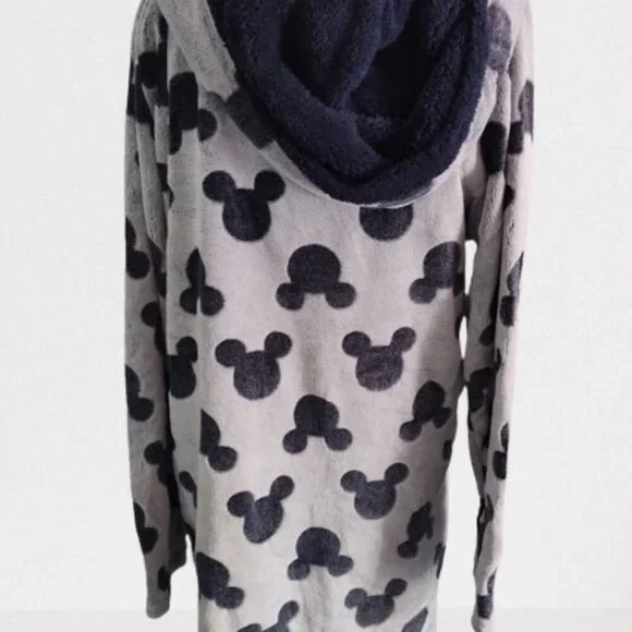 Disney Micky Mouse Fleece Women's Pullover Top Size Extra Large Grey and Blue - Picture 6 of 8